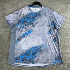 Realtree Shirt Mens 3XL Gray Blue Fishing Wave Camo Lightweight Short Sleeve
