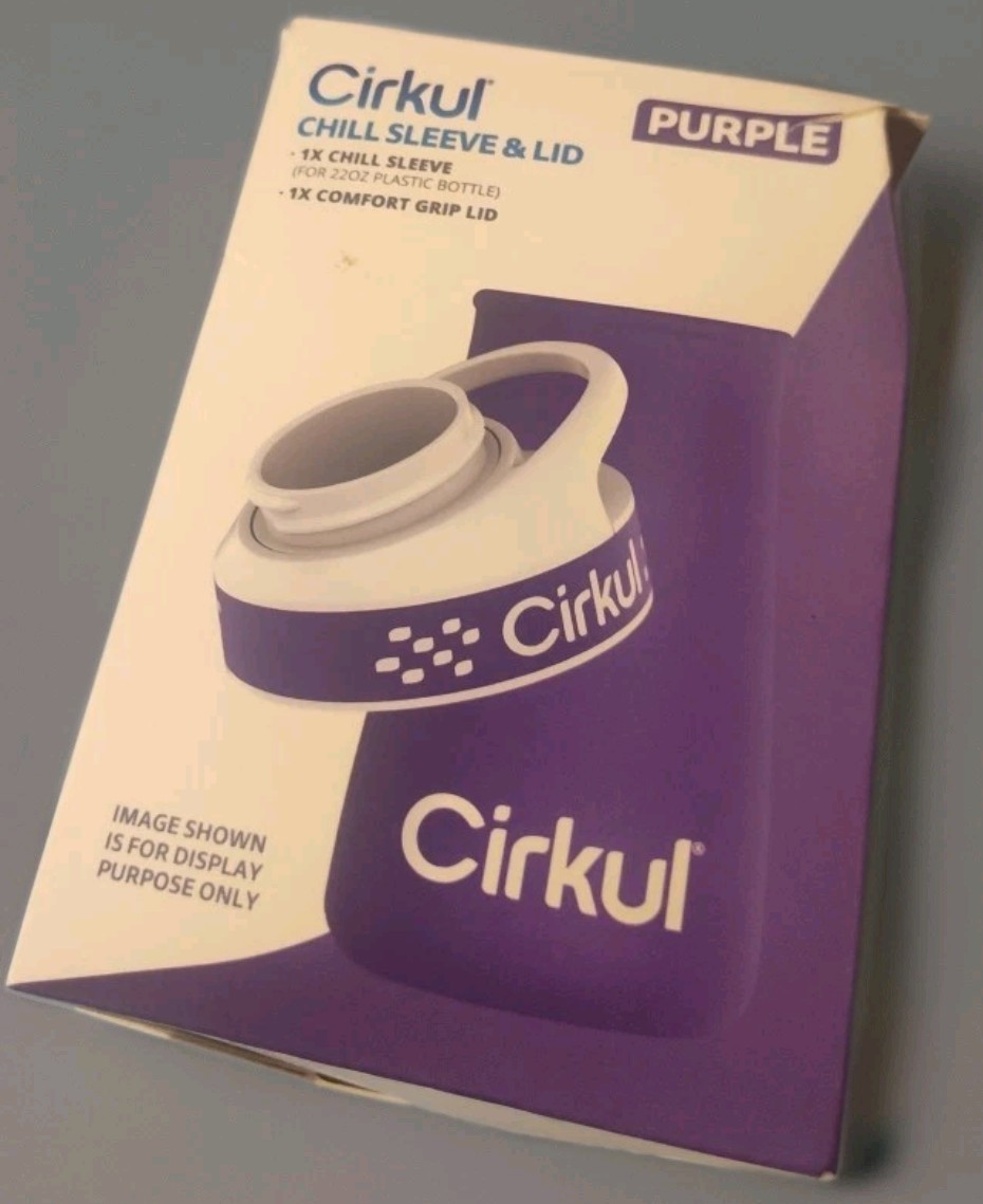 Cirkul Chill Sleeve & Comfort-Grip Lid for 22 oz Bottle Purple New 