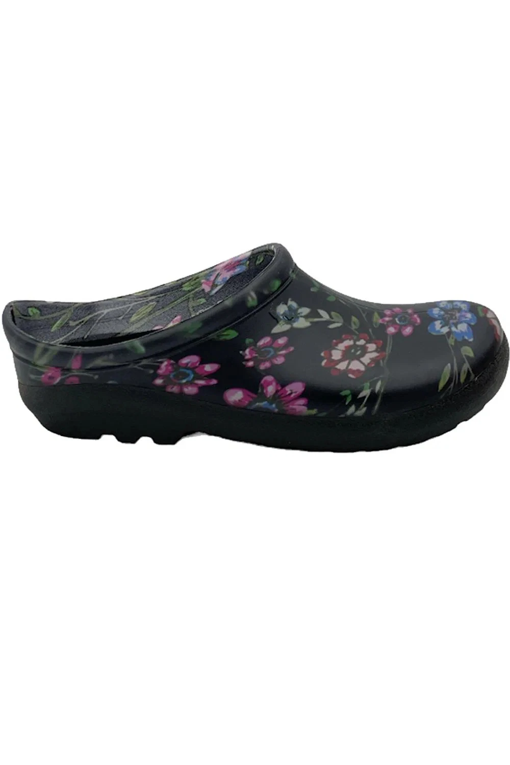 Sloggers Waterproof Ditsy Floral Garden Clog w/ Comfort Insole Black