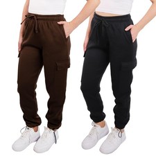  2 Pack Women's Sweatpants Cargo Jogger Casual Lounge Fleece Pants Adjustabl...