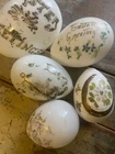 Lot of 5 Victorian Antique/Vtg Milk Glass EASTER Paint Decorated Eggs, 4"-6"