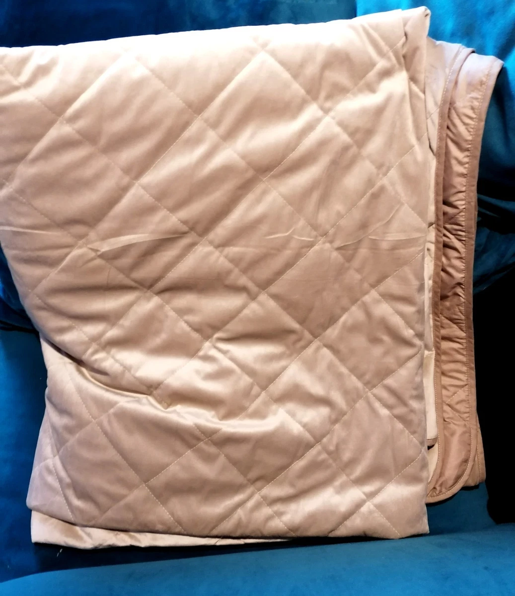 Couvre-lit Ancien En Velours Beige - Dimensions Double 268x194 Cm