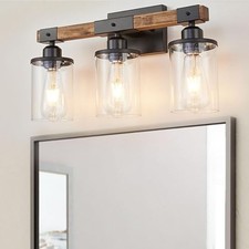 3-Light Bathroom Light Fixtures, Farmhouse Bathroom Vanity Light Rustic 3-light