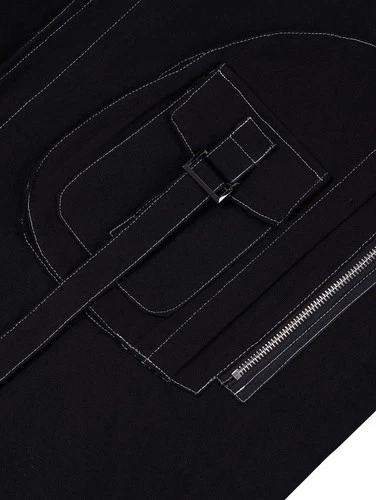Niepce Men's Techwear Long Black Utility Jacket Cyberpunk Long Windbreaker image 9