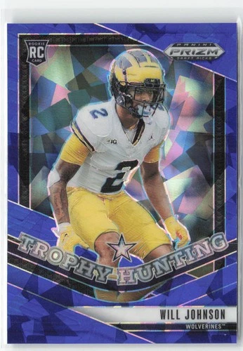 Will Johnson 2025 Panini Prizm Draft Picks Trophy Hunting Blue Ice #/149 #23 RC