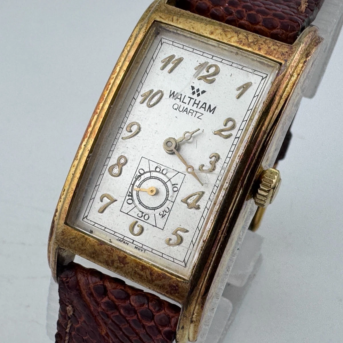 Waltham 12K金張り スクエアクオーツ腕時計 現状渡し USA1950年代WALTHAMウォルサムアンティークスモセコ10KGF金張り手巻き