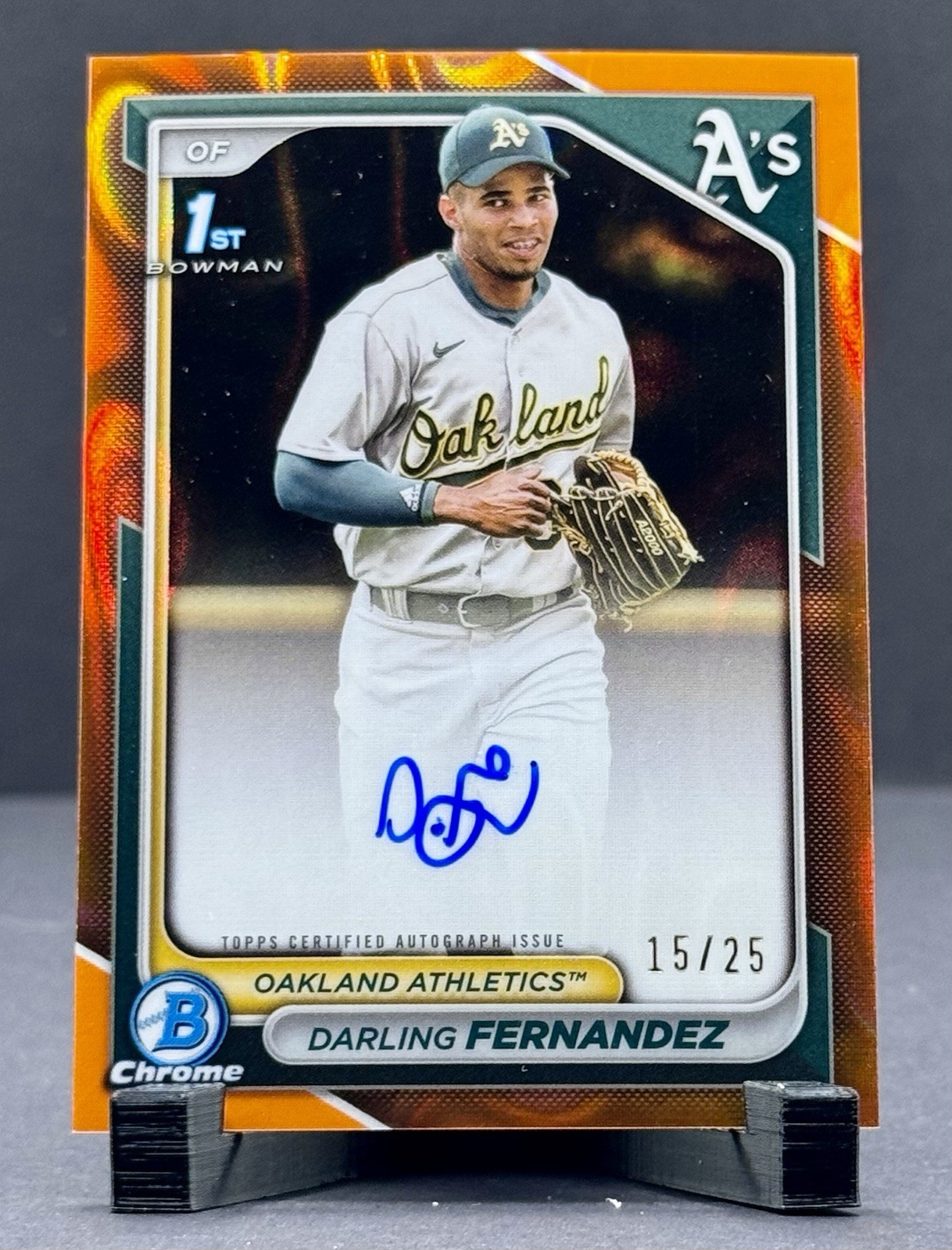 2024 Bowman Chrome Darling Fernandez 1st Orange Lava Refrac Auto 05/25 #CPA-DF