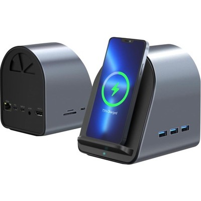 USB C Hub 10-in-1 Docking Station with Wireless Charging and 4K HDMI