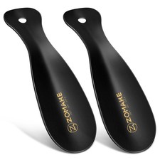 ZOMAKE Metal Shoe Horn,Small Travel Shoehorn for Men Women Small, Black 2pcs
