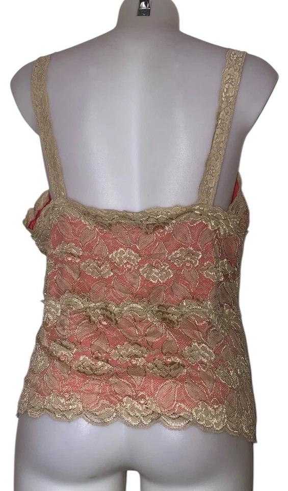 Y2K 90s Women’s Beige Lace Stretchy Babydoll Coquette Kawaii Cami Tank Top Sz XL - Image 2 of 3