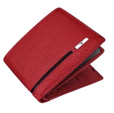 NEW Stag Red/Black BI-FOLD LEATHER MEN'S WALLET RFID PROTECTION GIFT ITEM