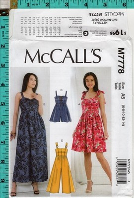 Misses' Dresses, Romper & Jumpsuit''  2018 McCall's Sewing Pattern M7778 6-14 NEW