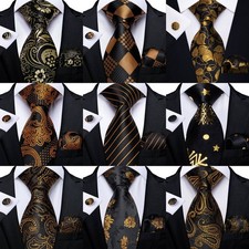 Men Tie 3 Pieces Necktie Pocket Square Cufflinks Multicol Wedding Party