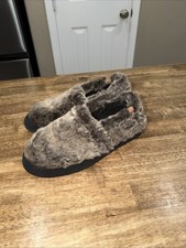 Acorn Women's Moc Slippers 6.5-7.5 Gray Brown Faux Fur FUZZY