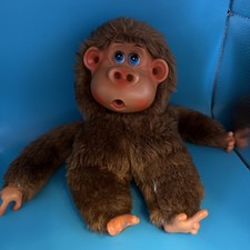 Vtg Russ Plush Gonga Brown Thumb Sucking Gorilla plastic face feet hands