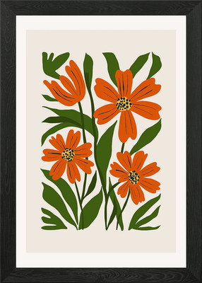 Orange Blumenstrauß gerahmtes Wandbild Poster Leinwanddruck Bild