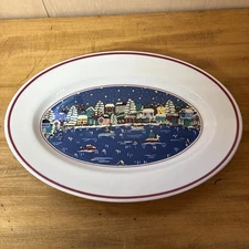 Oneida HOLIDAY HARBOR PLATTER Christmas Village Scene RETIRED