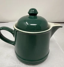 Vintage Forest Green Enamel Glazed Teapot With Lid 6 x 4.5 Great Condition