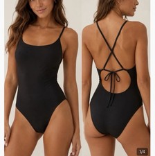 Aerie Black One-Piece Swimsuit Size L Summer Vacation