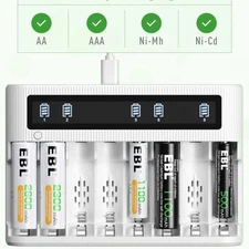 EBL Independent 8 Slots DC Charger for 1.2V AA AAA NiMH NiCD Batteries