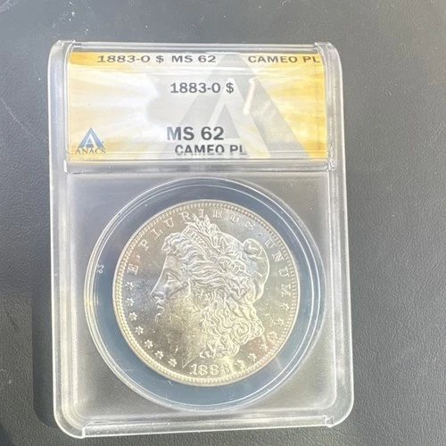 1883-O Morgan Silver Dollar ANACS MS62 New Orleans $1 Cameo PL KM#110 Silver