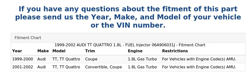 AUDI TT QUATTRO 1999-2002 1,8 L - Inyector de combustible 06A906031J Foto 4 de 4