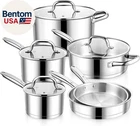 10-Piece Stainless Steel Cookware Set, Induction Pots and Pans Set with Tri-Ply