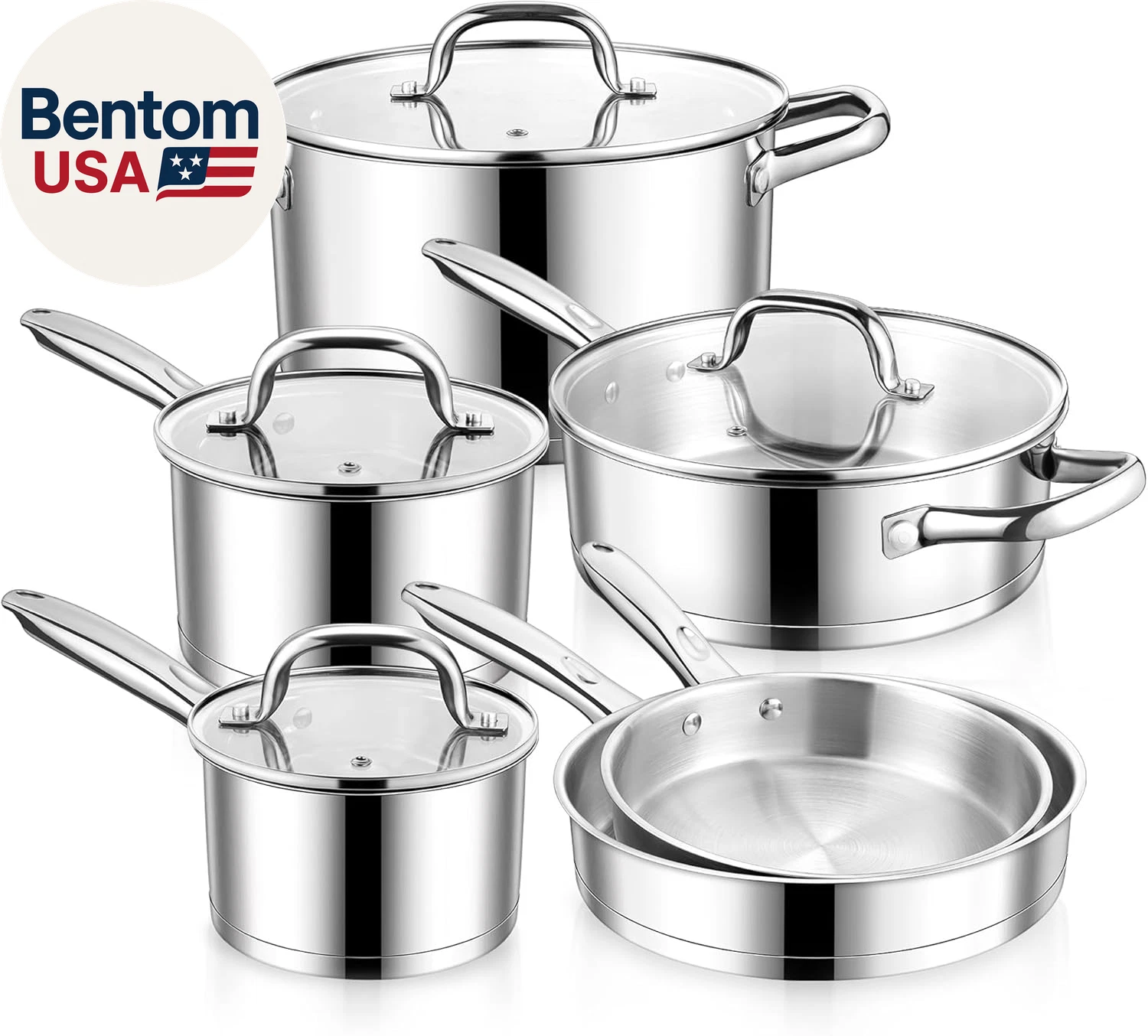 10-Piece Stainless Steel Cookware Set, Induction Pots and Pans Set with Tri-Ply
Opens in a new windo