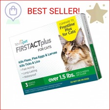 TevraPet FirstAct Plus Flea and Tick Topical for Cats over 1.5lbs, 3 Dose Waterp