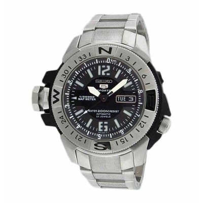 Seiko 5 SKZ225K1 Diver 200M Silver Black Men Watch 45mm Day Date Compass