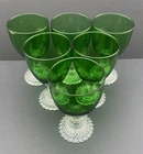 Anchor Hocking Green Bubble Foot Water Goblet Glasses 5.5” Set Of 6