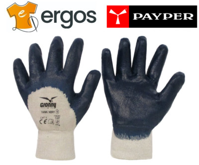 PAYPER 12 Pairs TANK GLOVES NBR1 Airy Back Cotton Coated Knit Wrist