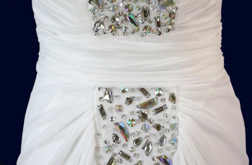 New $300 Terani Ivory Prom Formal Long Gown High Low Mermaid Dress Size 4 NWT - Picture 11 of 12