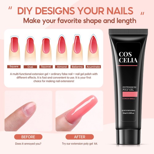 Poly Gel Set mit Lampe Nail Starter Kit für Anfänger Matte Top Base Coat DE - Bild 3 von 11