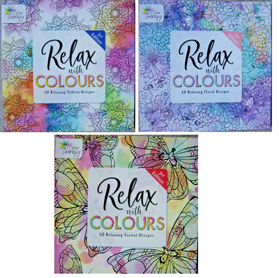 Adult Colouring Book, Relax with colours, Mind Relaxing stress relief therapy