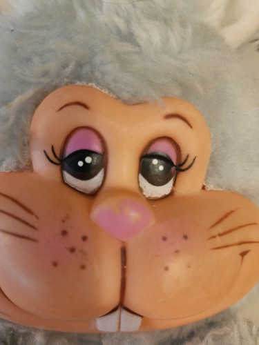 Vintage. RUSS BERRIE PLÜSCH MAXWELL HASE, VINYL GESICHT, SOMMERSPROSSEN, BLAU, WEISS, TAIWAN - Bild 6 von 6