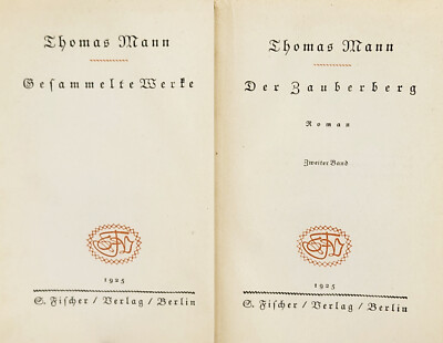 THOMAS MANN GESAMMELTE WERKE DER ZAUBERBERG ROMAN 1925  S. Fischer, Verl. Berlin