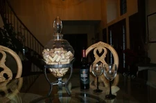 Wine Connoisseur's Cork holder Glass / metal display  23" tall