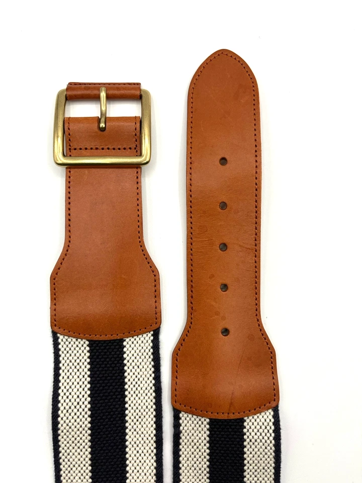 Brooks Brothers Women’s Belt Large Wide Leather Tab Nautical Stretch Preppy Hip - Image 3 of 4