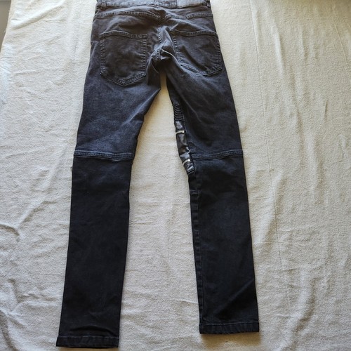 Zara Mans Jeans Mens 30x31 Black Denim Stretch Skinny Moto Zippers Modern - Picture 12 of 17