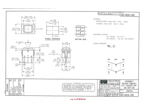 CW 3-Positionen Verriegelung Wippe Schalter EIN/AUS/EIN 6-polig 10A/250VAC 13A/125VAC Menge 2 - Bild 6 von 6