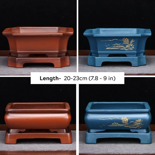 Large Rectangular Bonsai Pot W Tray High-grade Classic Chinese Purple Sand Pots - Picture 3 of 13