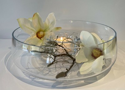 Blumenschale Glas Dekovase Tischvase Vase Blumen Pflanzen Deko Glas  modern