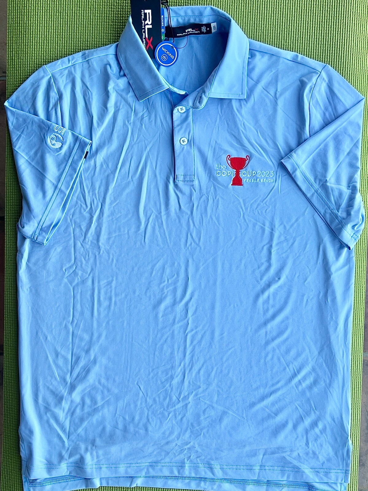 Ralph Lauren RLX Pebble Beach Light Blue Golf Polo Size Medium NWT thumbnail 6