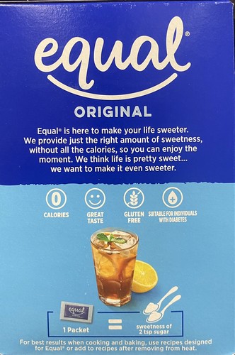 EQUAL ORIGINAL Zero Calorie Sweetener 250 Count Packets 8.8 oz Box - 第 3/4 張圖片