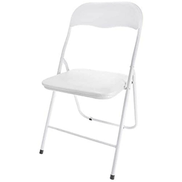 Silla plegable color blanco apilable con estructura metálica acolchada multiusos