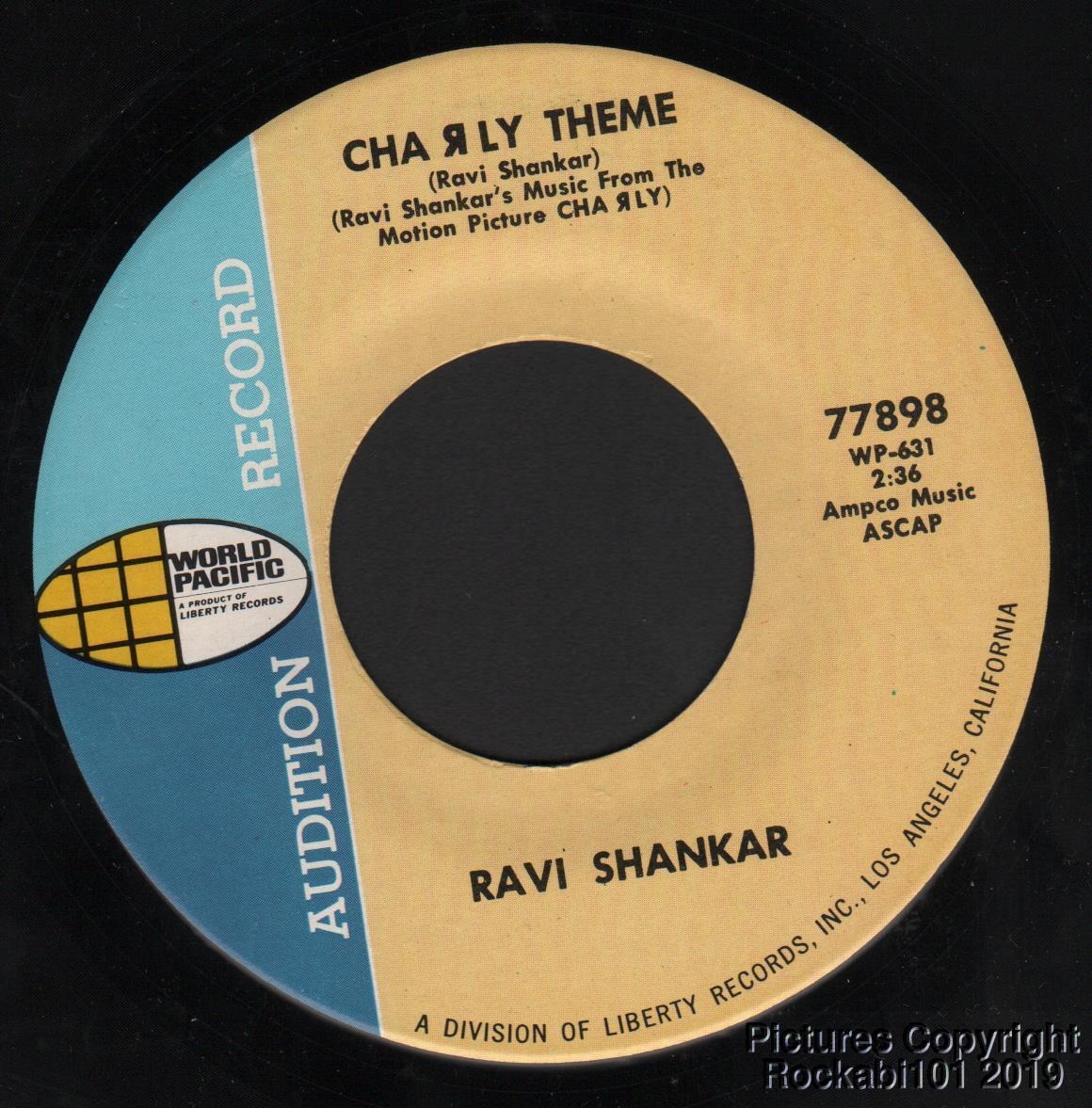 New 1968 Ravi Shankar Sitar DJ M- 45 Charly Theme b/w Love Montage