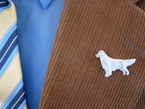 Large Sterling Silver Golden Retriever Lapel Pin - Picture 2 of 6