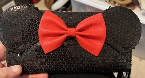 Disney Black Sequin Wallet - Loungefly - Disney Parks - NWT 3D Ears. Free Ship - Picture 4 of 8