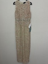 Mac Duggal 93603 Nude Beaded Sleeveless Sequin Gown Neutral Formal Size 8